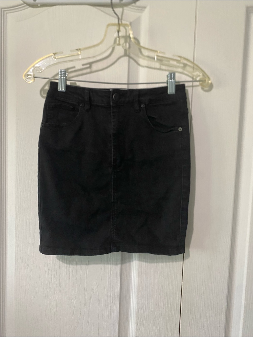 Classic Black Denim Mini Skirt